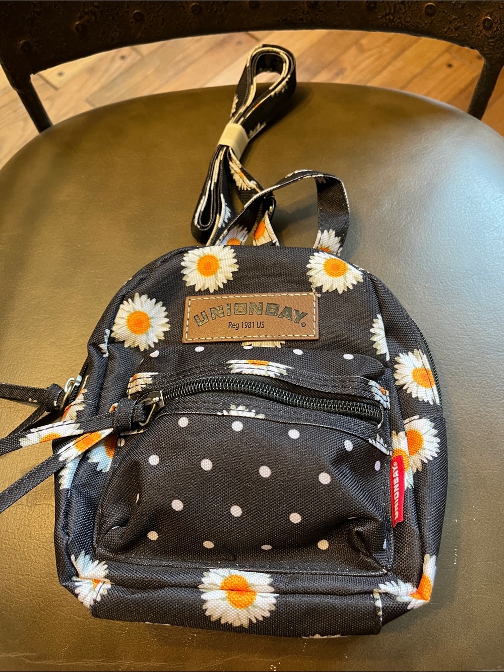 UNIONBAY Black Daisy Polka Mini Crossbody Backpack